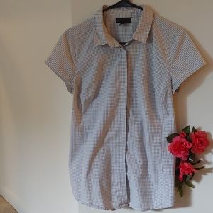 Dark Blue Grid Button Down Shirt